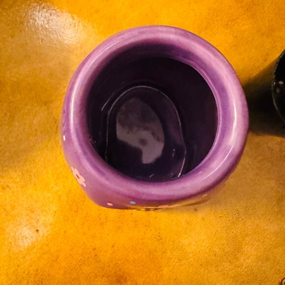 Ceramic Painted Purple Pink Skull Planter Candleholder "Day of the Dead" Collect - Picture 2 of 5